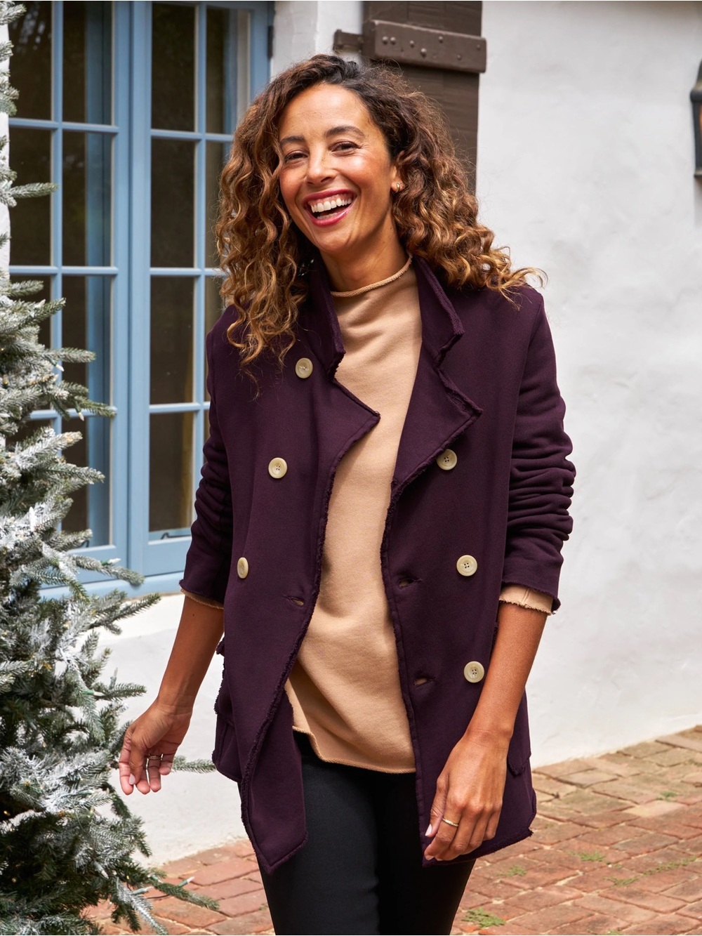 Frank & Eileen Belfast English Peacoat Triple Fleece Jacket Eggplant‎ Small